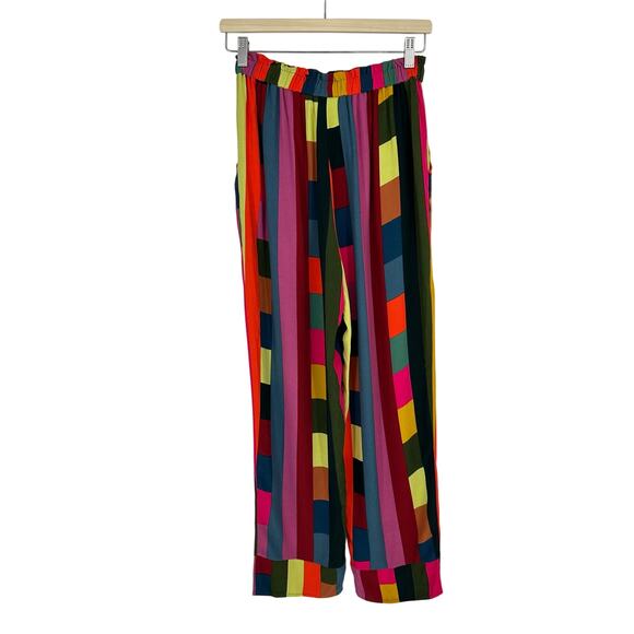 Farm Rio Multicolor Winter Stripes Tailored Pull On Pants Size S Colorful Funky - Picture 1 of 14